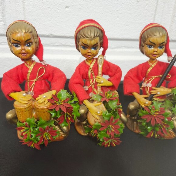 Vintage Set of 3 Tilso Golden Pixies Elves - Picture 1 of 9